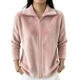 thumbnail image 1 of Boyscolos Women's Lightweight Sweatshirts Full Zip Polar Casual Coats Long Sleeve fuzzy Jacket Outdoor Recreation Coat Pink S, 1 of 4