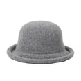 thumbnail image 1 of Boyscolos Women's Plain Felt Bucket Bowler Hat Winter Warm Wool Rolled Brim Cloche Church Hat Dressy French Beret Fisherman Cap Light Gray One Size, 1 of 1
