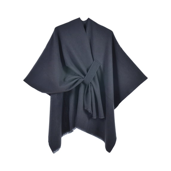 Boyscolos Women's Shawl Wrap Poncho Warm Cape Cardigan Open Front Shawls for Spring Fall Winter Cold Weather Days Black One Size