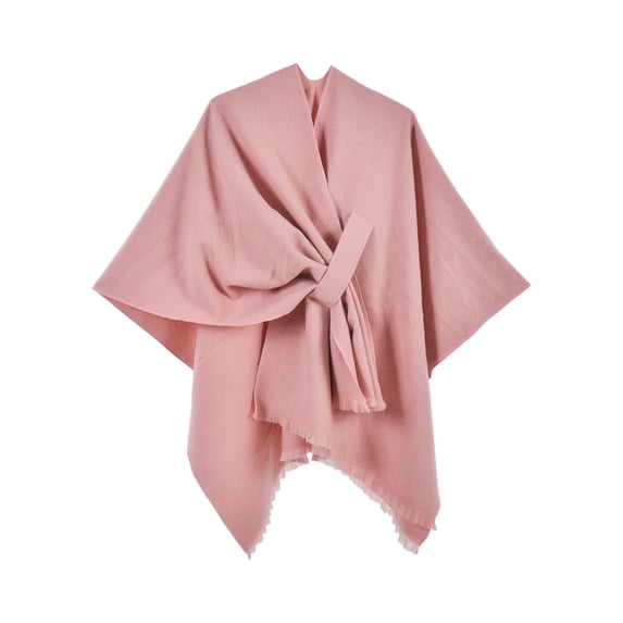 Boyscolos Women's Shawl Wrap Poncho Warm Cape Cardigan Open Front Shawls for Spring Fall Winter Cold Weather Days Pink One Size