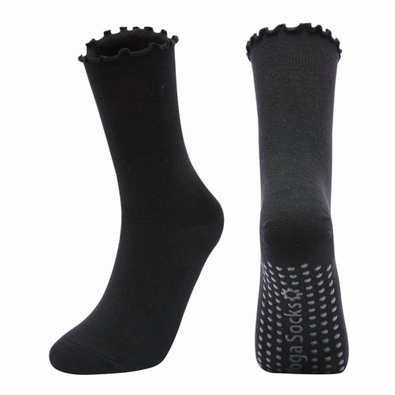 Boyscolos Womens Ruffle Socks with Grips for Women Elegant Non Slip Yoga Ballet Workout Crew Socks Cute Pilates Sock a One Size