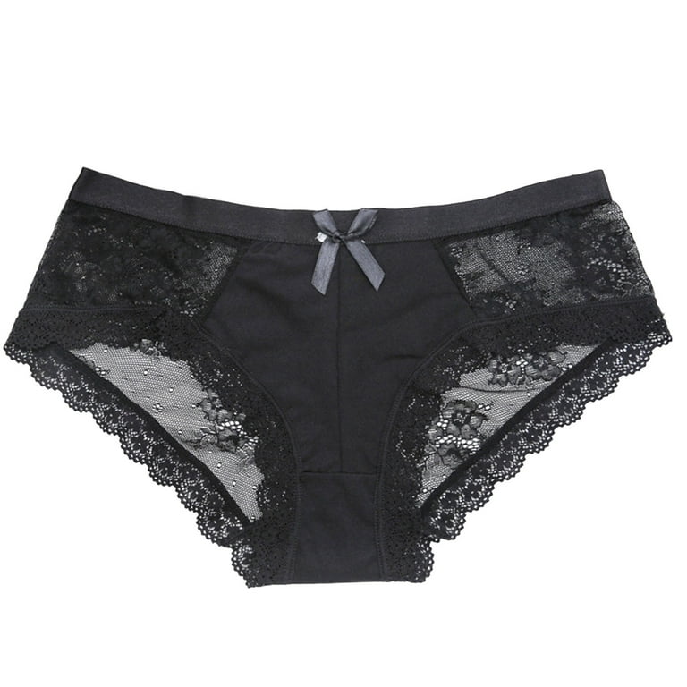 Boyshorts Underwear for Women Lace Bow Briefs Lace Women's Panties Black L  