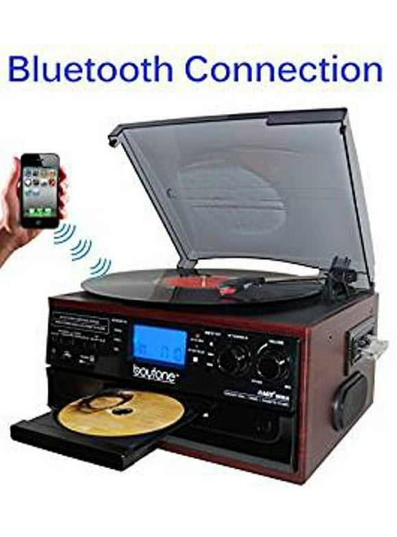 Boytone BT-22C Bluetooth Record Player Turntable AM/FM Radio Cassette CD Player, Built in Speaker, Ability to Convert Vinyl, Radio, Cassette, CD to MP3 Without a Computer