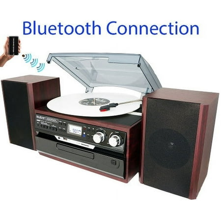 Boytone BT-24DJM Turntable with Bluetooth Connection, 3 Speed 33, 45, 78 Rpm, CD, Cassette Player AM/ FM