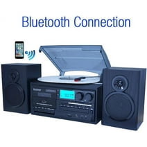 Boytone BT-28SPB, Bluetooth Record Player Turntable with AM/FM Radio, Cassette Player, CD Player