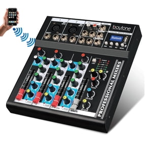 Boytone BT-34MX Professional Audio Mixer Sound Board Console System Interface 4 Channel Digital USB Bluetooth Digital MP3 Computer Input 48V Phantom Power Stereo DJ Studio Streaming FX processor