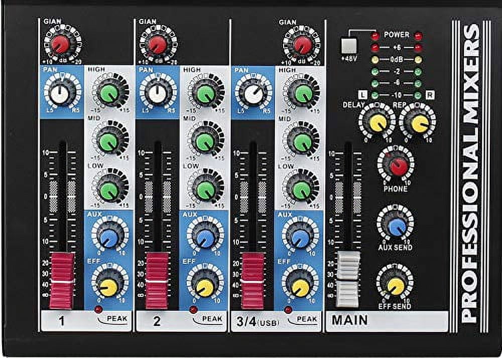 Boytone. Professional Audio Mixer Sound Board Console System Interface 4 Channel Digital USB Bluetooth Digital MP3 Computer Input 48V Phantom Power Stereo DJ Studio Streaming FX pr