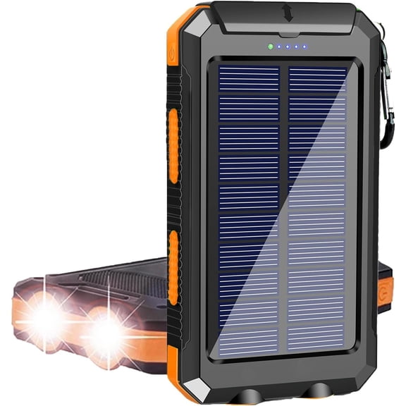 Boyuevi 10000mAh Solar Power Bank Compatible for Iphone/Android 12W Portable Charger Power Bank with 2 SOS Flashlight Battery Pack for Outdoor Camping Hiking