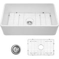 thumbnail image 1 of Boyuevi 33 inch White Farmhouse Sink, Fireclay Apron Front Farm Kitchen Sinks Farmhouse Ceramic Porcelain Single Bowl Deep Large Capacity Kitchen Sink with Stainless Steel Grid and Strainer, 1 of 8