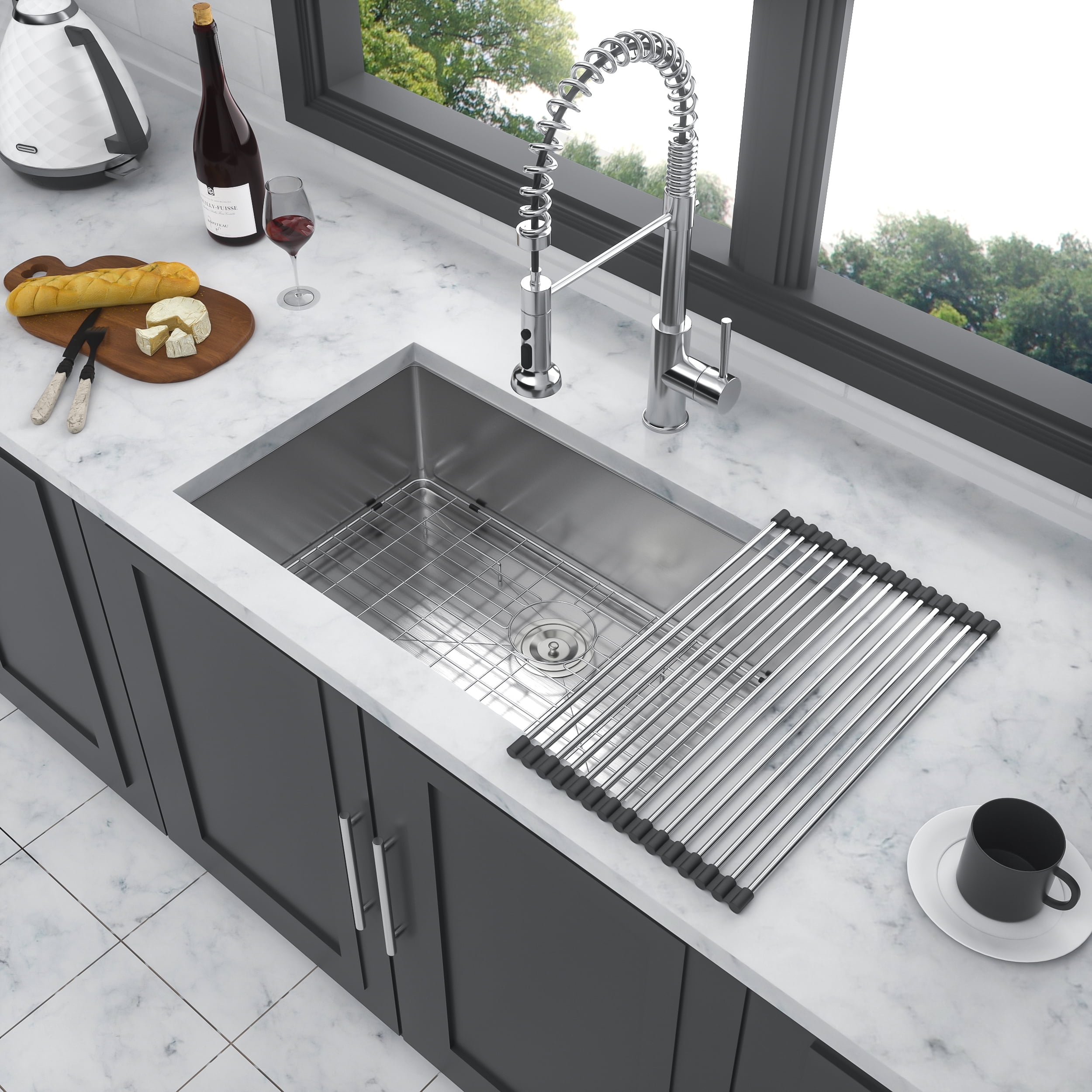 Boyuevi Undermount Kitchen Sink - 30"x19"x9" Stainless Steel 16 Gauge Deep Single Bowl Sinks