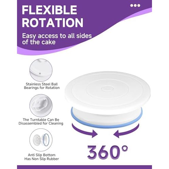 Boyun Cake Decorating Kit, 137pcs Cake Decorating Supplies With Cake Turntable For Decorating, Pastry Piping Bag, Russian Piping Tips Tools, Baking Supplies For Beginners