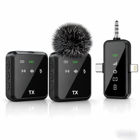 Boyun Daj 3 in 1 Microphone for iPhone/Android/Camera, Wireless Lavalier Microphone, 328ft Transmission, 18H Battery Life, Mini Microphone for Record Interview, Vlogs, YouTube, Tiktok