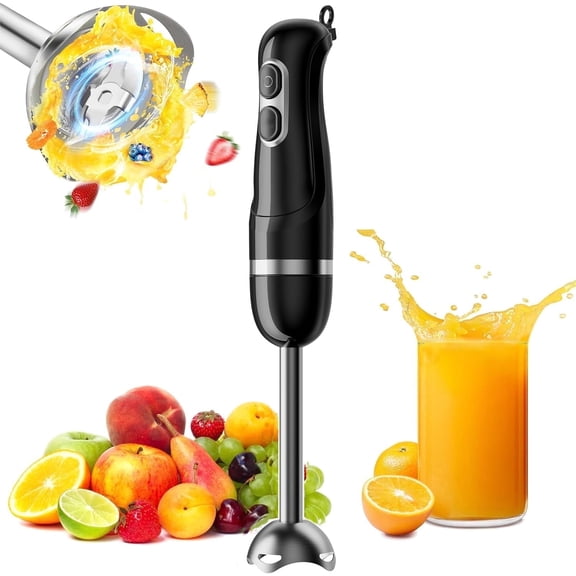 Boyun Daj Hand Blender, Immersion Blender with 2 Mixing Speed, Electric Handheld Mixer Portable Stick Mixer with Stainless Steel Blades for Soup, Smoothie, Puree, Baby Food-Black