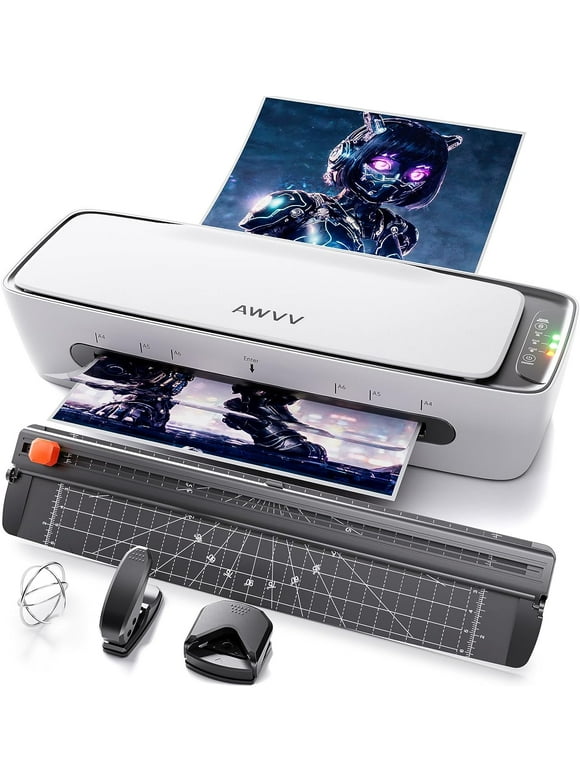 Boyun Daj Laminator, 6in 1 , 13 inch A4 Laminating Machine, Desktop Thermal Laminator Never Jam 15 Laminating Pouches, Paper Trimmer and Corner Rounder,1Min Fast Warm-up Home Office