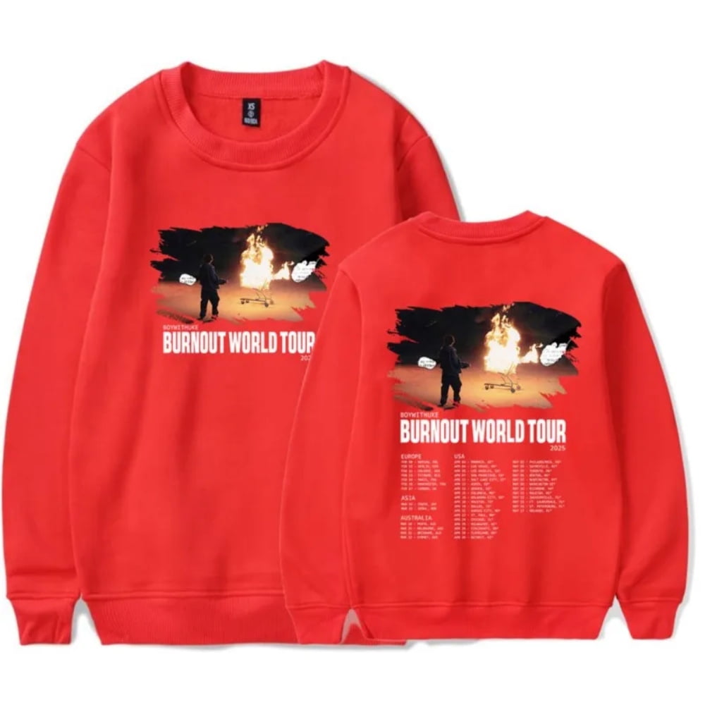 Boywithuke Burnout World Tour 2025 Crewncek Sweatshirt Merch Casual