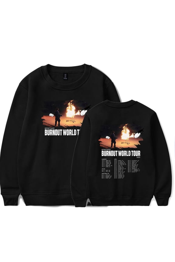 Boywithuke Burnout World Tour 2025 Long Sleeve Crewneck Sweatshirt Merch For Men/Women Unsiex Fashion Streetwear