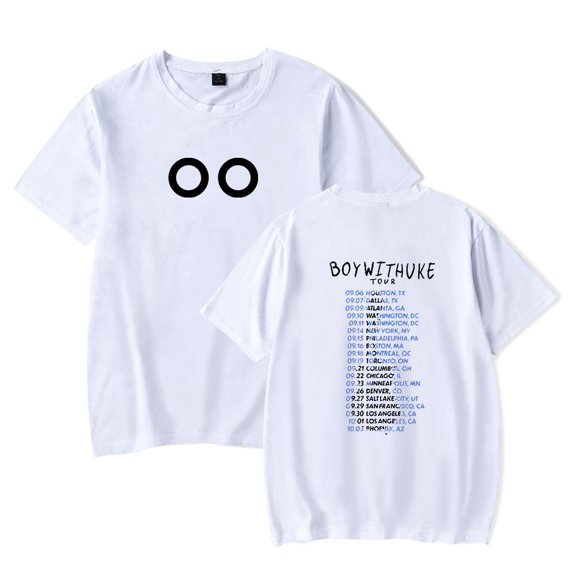 Boywithuke Short Sleeve Shirt Daily Casual Summer Round Neck Tee Comfortable