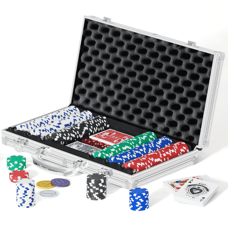 Boyzhood Poker Chips,300 Pcs Poker Set with Aluminum Travel Case,11.5 Gram Poker Chips Set for Texas Holdem Blackjack Gambling