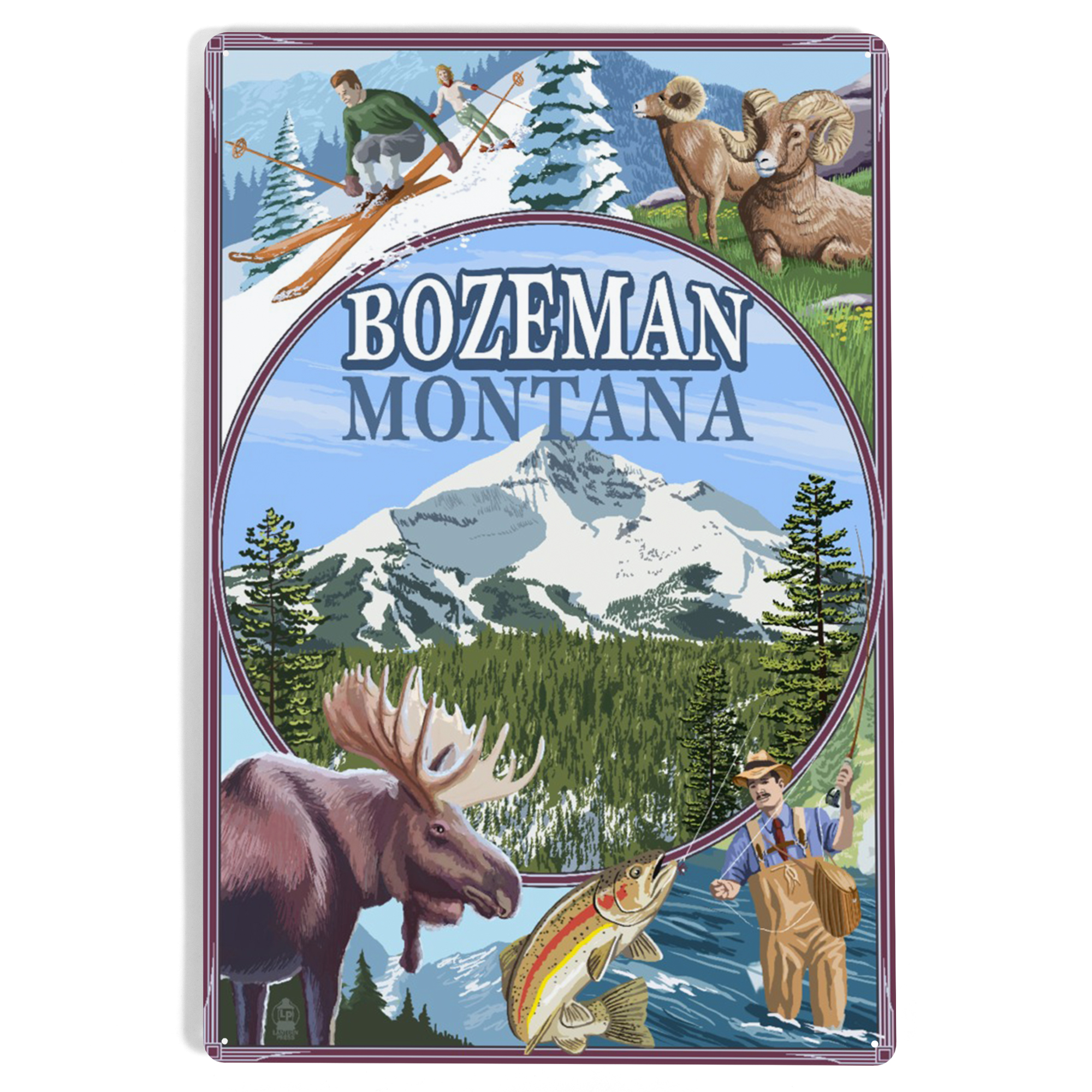Bozeman, Montana, Big Sky, Montage Scenes (12x18 Aluminum Art, Indoor ...