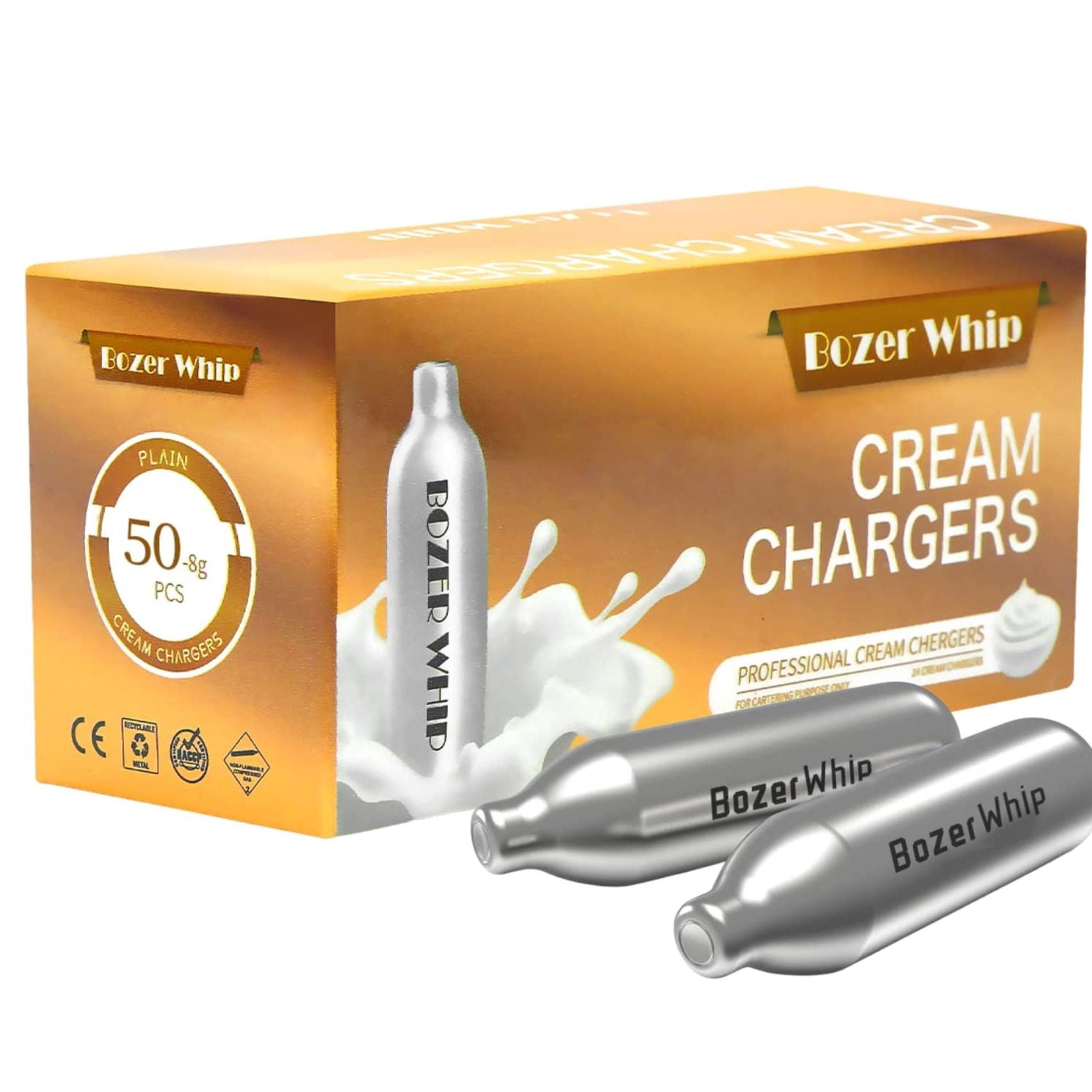 BozerWhip 600 Count Whipped Cream Charger N2O Cartridges 8 garm Nitrous Oxide Chargers ( 12x50