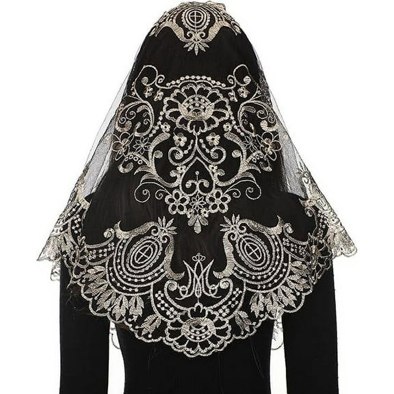 Bozidol Triangle Camellia Corolla Women's Veil-Catholic Church Wedding Camellia Corolla Design Triangle Women's Veil