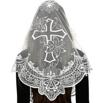 Bozidol White Triangle Veil -Lace Mantilla Catholic Church Chapel Veil Head Covering Latin Mass For Women