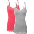 thumbnail image 1 of Bozzolo Women Junior & Plus Adjustable Spaghetti Strap Lace Trim Tunic Tank Top Camisoles, 1 of 5