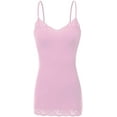 thumbnail image 1 of Bozzolo Women Junior & Plus Adjustable Spaghetti Strap Lace Trim Tunic Tank Top Camisoles, 1 of 5
