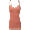 thumbnail image 1 of Bozzolo Women Junior & Plus Adjustable Spaghetti Strap Lace Trim Tunic Tank Top Camisoles, 1 of 5