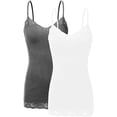 thumbnail image 1 of Bozzolo Women Junior & Plus Adjustable Spaghetti Strap Lace Trim Tunic Tank Top Camisoles, 1 of 5