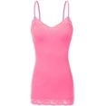 thumbnail image 1 of Bozzolo Women Junior & Plus Adjustable Spaghetti Strap Lace Trim Tunic Tank Top Camisoles, 1 of 5