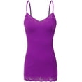 thumbnail image 1 of Bozzolo Women Junior & Plus Adjustable Spaghetti Strap Lace Trim Tunic Tank Top Camisoles, 1 of 5