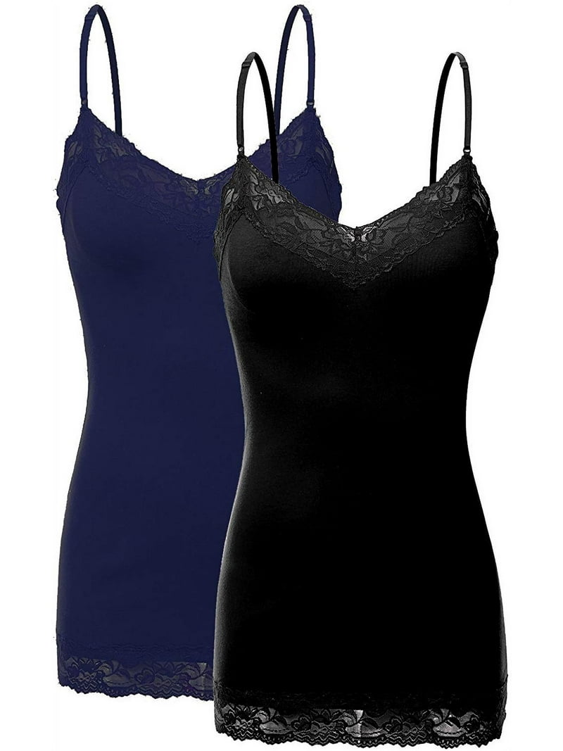 新品タグ付き　WILLFULLY camisole open tank OP Bozzolo Women Junior & Plus Adjustable Spaghetti Strap Lace Trim