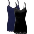 thumbnail image 1 of Bozzolo Women Junior & Plus Adjustable Spaghetti Strap Lace Trim Tunic Tank Top Camisoles, 1 of 5