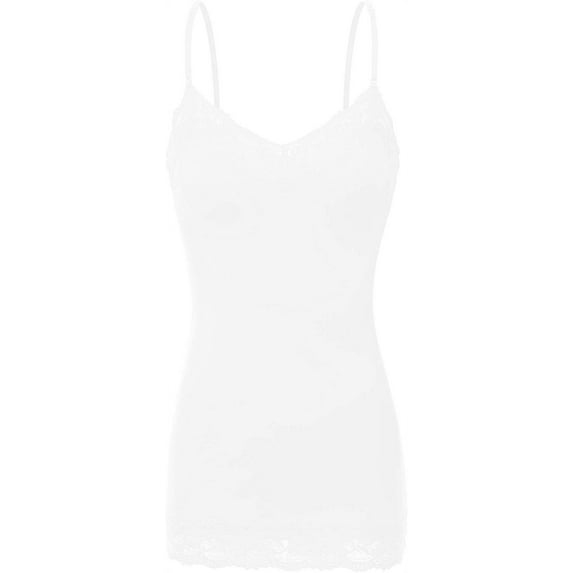 Bozzolo Women Junior & Plus Adjustable Spaghetti Strap Lace Trim Tunic Tank Top Camisoles