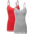 thumbnail image 1 of Bozzolo Women Junior & Plus Adjustable Spaghetti Strap Lace Trim Tunic Tank Top Camisoles, 1 of 5