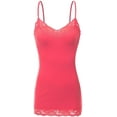 thumbnail image 1 of Bozzolo Women Junior & Plus Adjustable Spaghetti Strap Lace Trim Tunic Tank Top Camisoles, 1 of 5