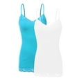 thumbnail image 1 of Bozzolo Women Junior & Plus Adjustable Spaghetti Strap Lace Trim Tunic Tank Top Camisoles, 1 of 5