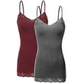 thumbnail image 1 of Bozzolo Women Junior & Plus Adjustable Spaghetti Strap Lace Trim Tunic Tank Top Camisoles, 1 of 5