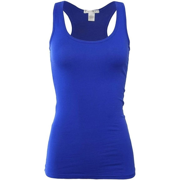 Bozzolo Women's Basic Cotton Spandex Racerback Solid Plain Fitted Tank Top -RT1777