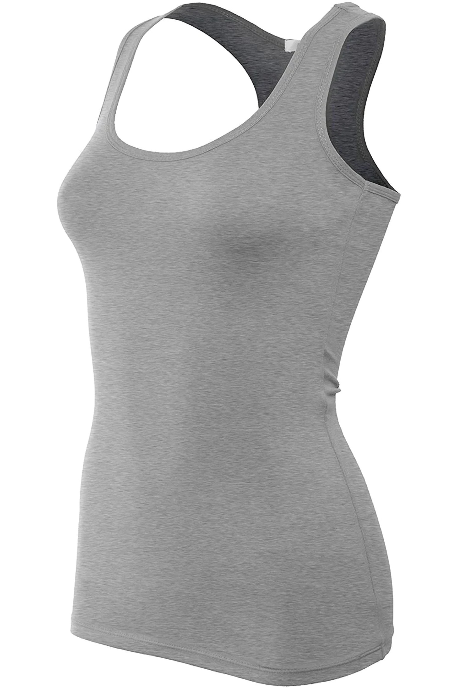 Bozzolo Women's Basic Cotton Spandex Racerback Solid Plain Fitted Tank Top -RT1777 - image 1 of 11