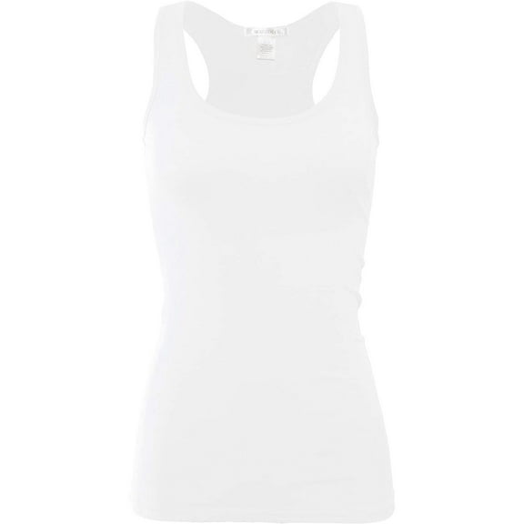 Bozzolo Women's Basic Cotton Spandex Racerback Solid Plain Fitted Tank Top -RT1777