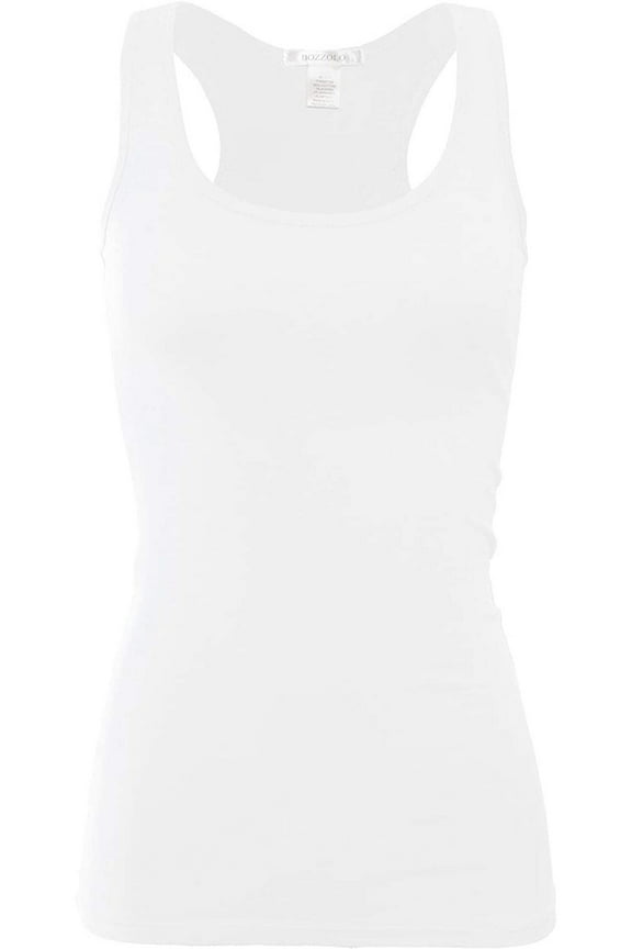 Women's Basic Cotton Spandex Racerback Solid Plain Fitted Tank Top -RT1777