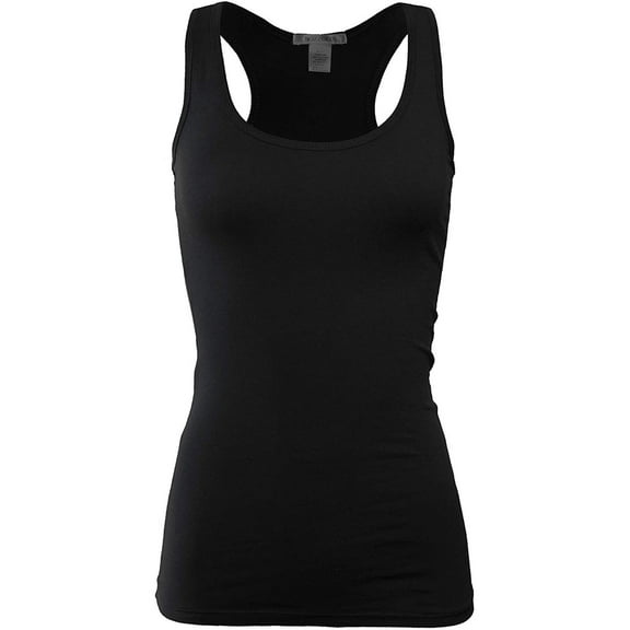 Bozzolo Women's Basic Cotton Spandex Racerback Solid Plain Fitted Tank Top -RT1777