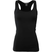 Bozzolo Womens Basic Cotton Spandex Racerback Solid Plain Fitted Tank Top -RT1777