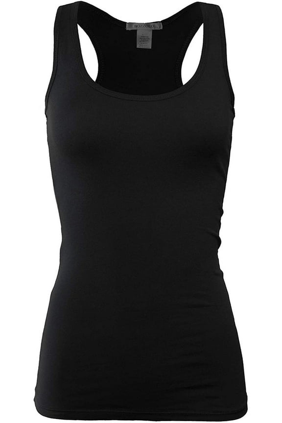 Women's Basic Cotton Spandex Racerback Solid Plain Fitted Tank Top -RT1777