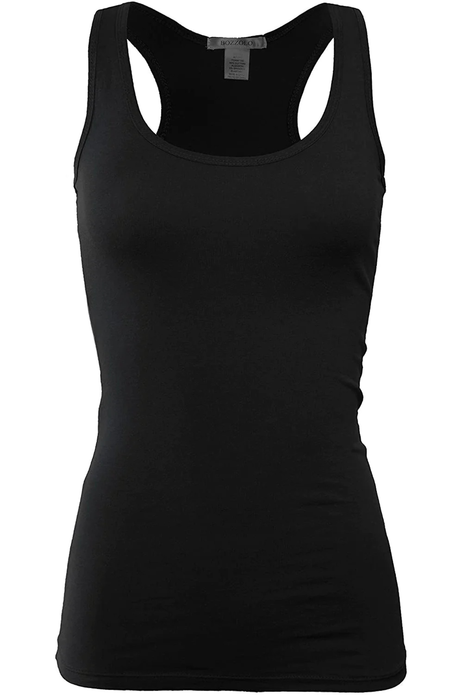 Bozzolo Women's Basic Cotton Spandex Racerback Solid Plain Fitted Tank Top -RT1777 - image 1 of 11