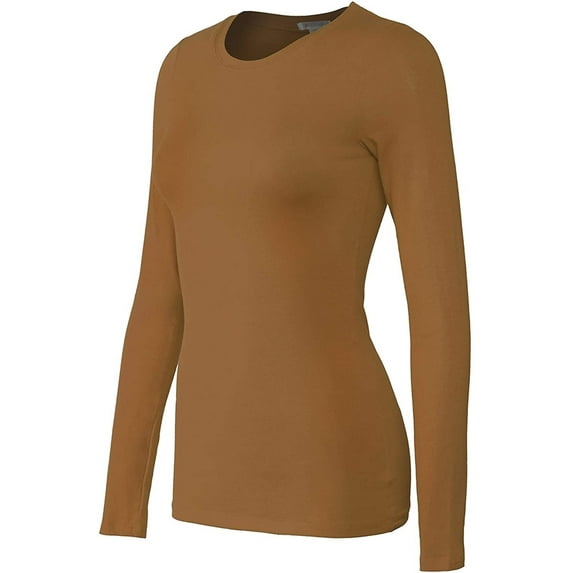 Bozzolo Women's Basic Round Neck Warm Soft Stretchy Long Sleeves T Shirt