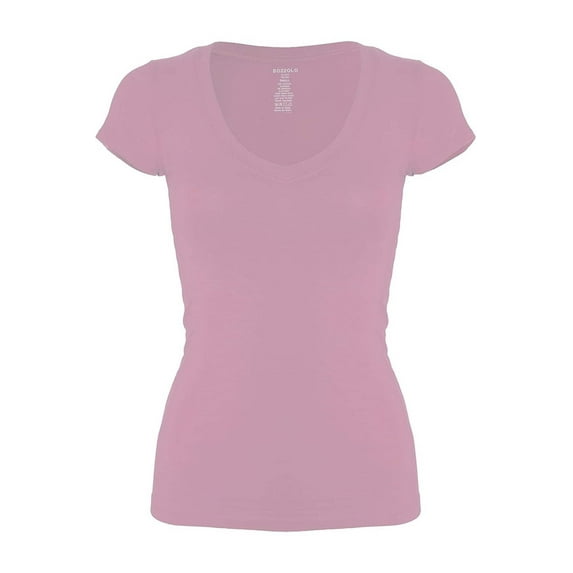 Bozzolo Women's Plain Basic V Neck Short Sleeve Cotton T-Shirts - RT1010V