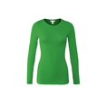 thumbnail image 1 of Bozzolo Women's RT1200 Basic Round Neck Long Sleeve T Shirt Top Kelly-Green S, 1 of 4